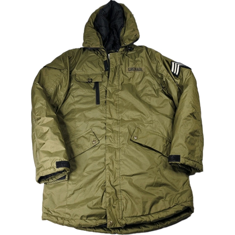 GRENADE Olive Green Hooded‎ Parka Jacket Men's Size S Military Style